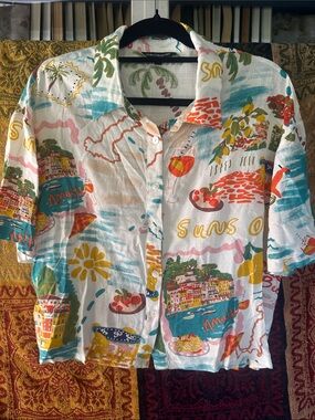 Colorful fun summer tropical top